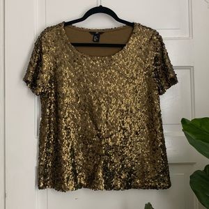 H&M Gold Sequined Top